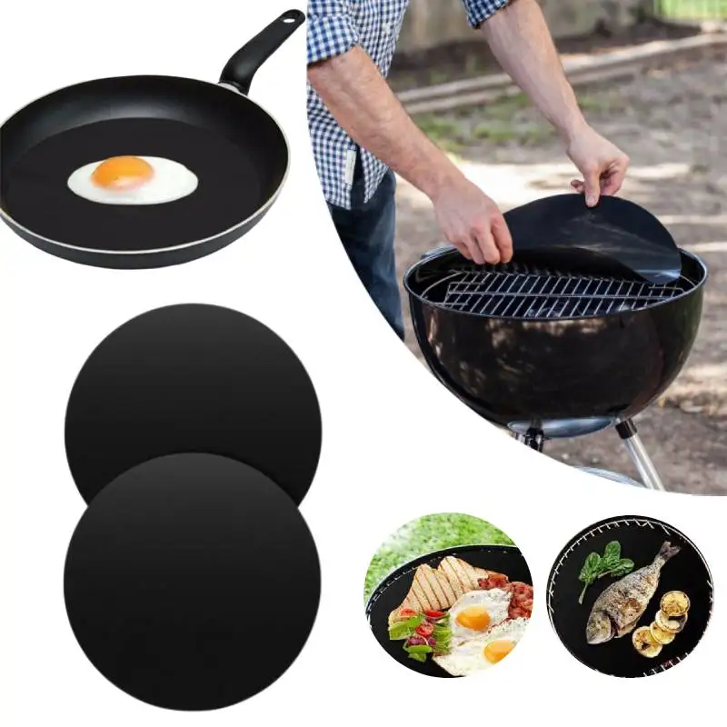 Round Non-Stick Mat Pan Fry Liner Sheet Cooking Wok Kitchen Baking Pad BBQ Baking Mats Diameter 24cm Portable Kitchen Tools