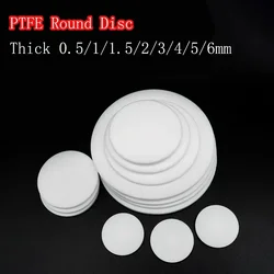 10Pcs Solid PTFE Round Sheet Thick 0.5/1/1.5/2/3/4/5/6mm High Temperature Seal Flat Gasket Plastic Disc Plate Dia 5/8/10/12/15mm