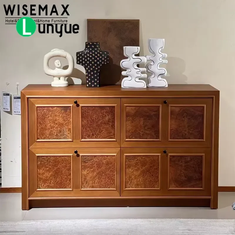 Italian Medieval Style Solid Wood TV Cabinet Living Room Storage Sideboard Dining Console Furniture for Hotel Villa Apartment