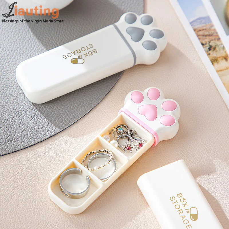 Cute Cat Claw Pill Box Daily Pill Organizer Portable Medicine Container Travel Pill Holder Moisture Proof Pill Case