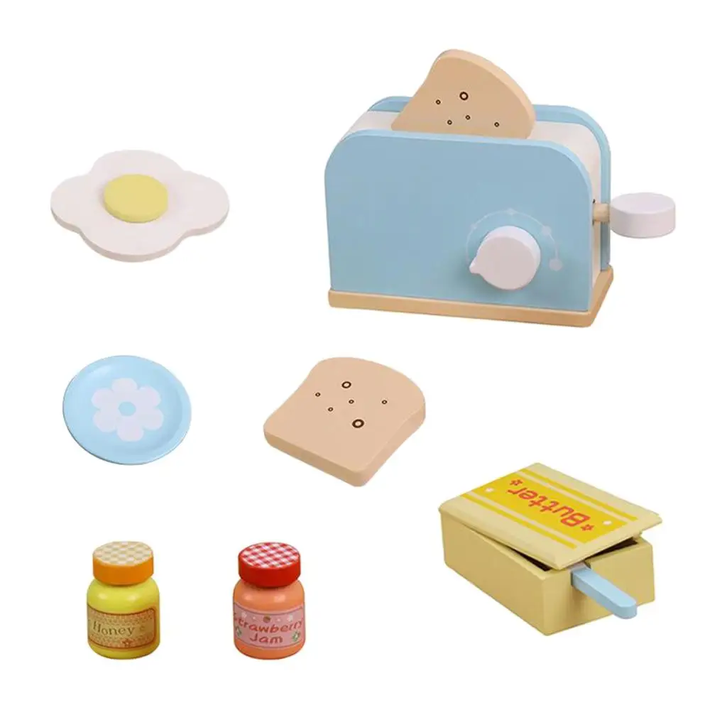 Kids Wooden Pretend Play Kitchen Set with Coffee Machine and Food Accessories for Childrens Cooking and Learning Toys