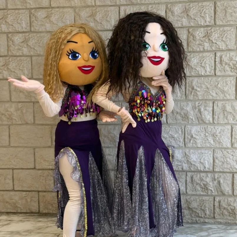 Neues Stripper-Maskottchen-Kostüm Supermodel-Mädchen-Puppen-Cosplay-Anzüge Erwachsenen-Maskerade-Karneval-Party-Werbe-Performance-Kleid