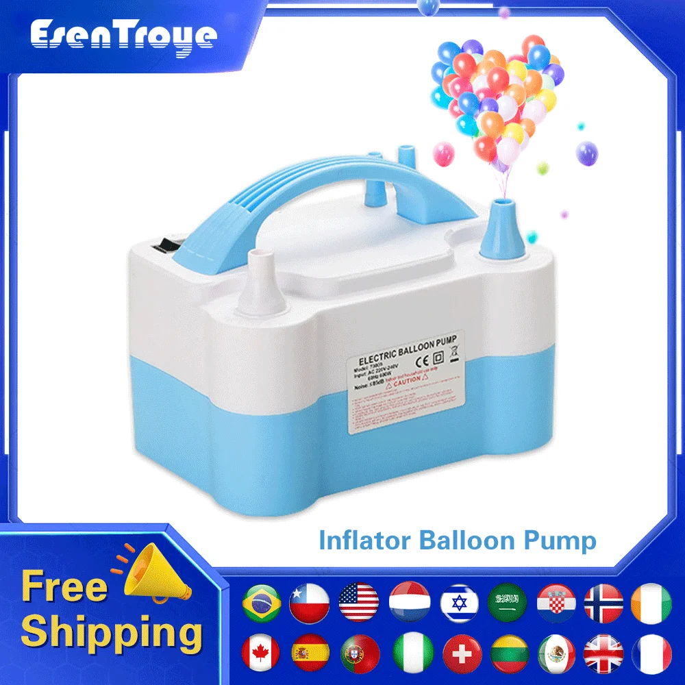 High Voltage Two Hole Portable Blue White EU-Plug US-Plug UK-Plug Inflatable Balloon Pump Suitable Wedding Birthday Party Decor