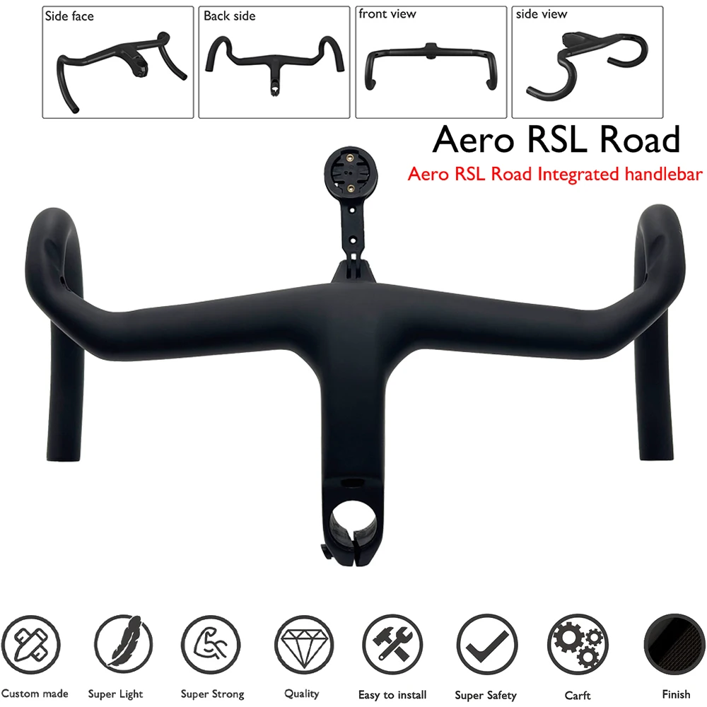 

Aero RSL OCLV Carbon Road Bike Handlebar 380-440mm, Stem 28.6mm -7° 80-130mm, 305g Lightweight External Routing Cockpit