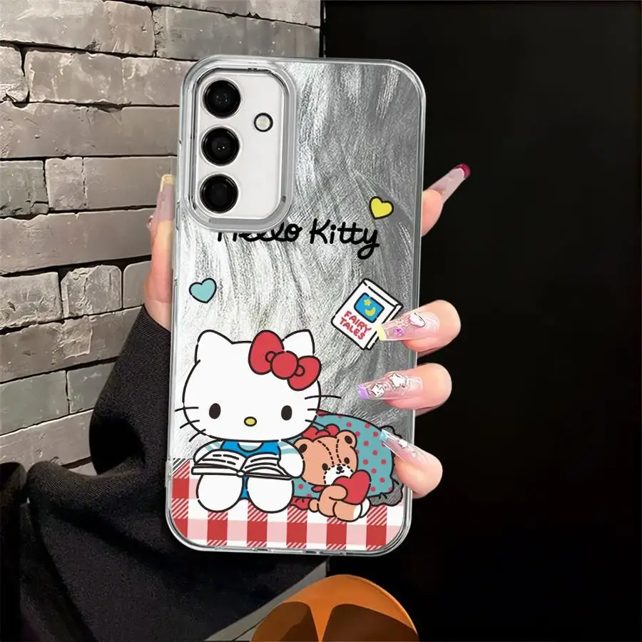 حافظة هالو كيتي اللطيفة لهاتف سامسونج جالاكسي A24 A33 A34 A13 A14 A35 A36 A15 A16 A26 A21s A23 A55 A51 A52 غلاف ناعم أسود