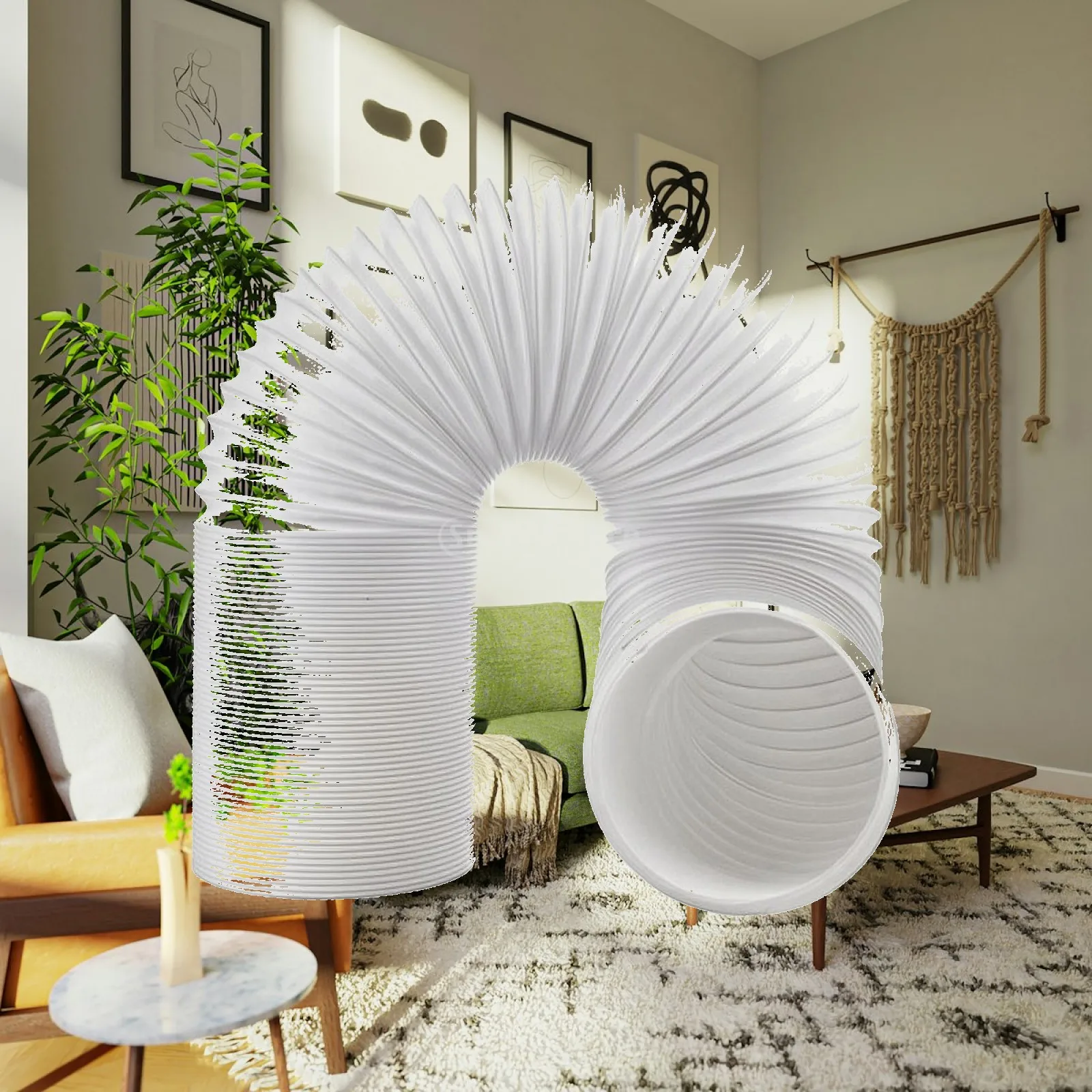 AC Exhaust Hose 5.9 Inch Left Thread Portable Air Conditioner Vent Duct Flexible Steel Wire Pipe for Home Window