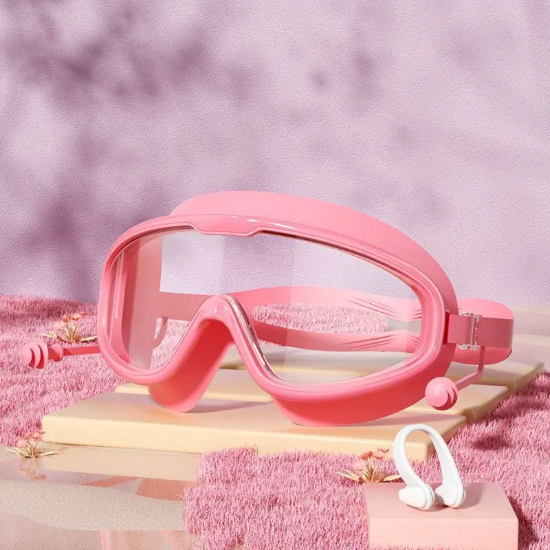 High-definition Children's Waterproof And Anti Fog Swimming Large Frame Glasses, Convenient Goggles Silicone Connected Earplugs image 6