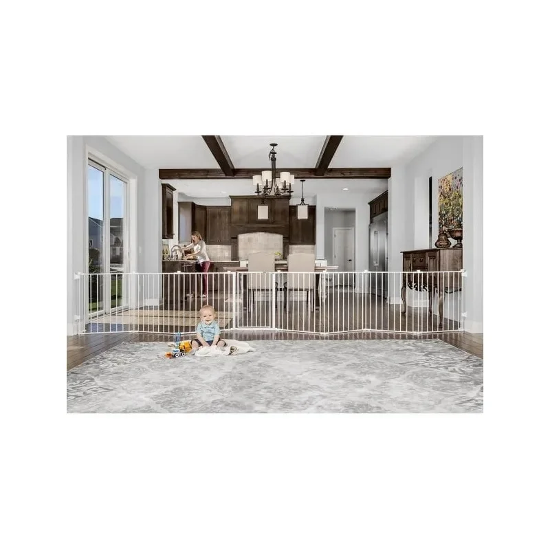 

194 inch Super Wide Adjustable Baby Gate and Play Yard, 2-in-1, Age Group 6 to 24 Months, Configurable Baby Gate