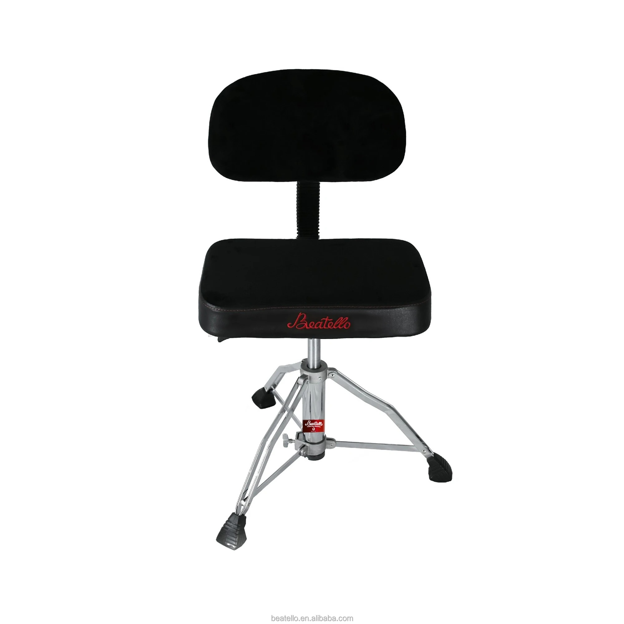 

Hot selling black and red drum throne stool breathable suede height adjustable drum set chair stool accessories