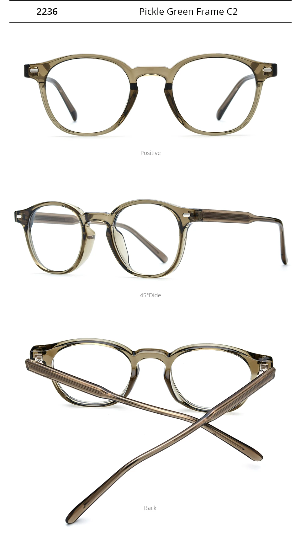 NIANZHEN TR90 Brillengestell Herren Quadratisches Markendesign Brillen Damen Retro Vintage Brillen Ultraleichte Japanische Brillen 2236 – Detail 8