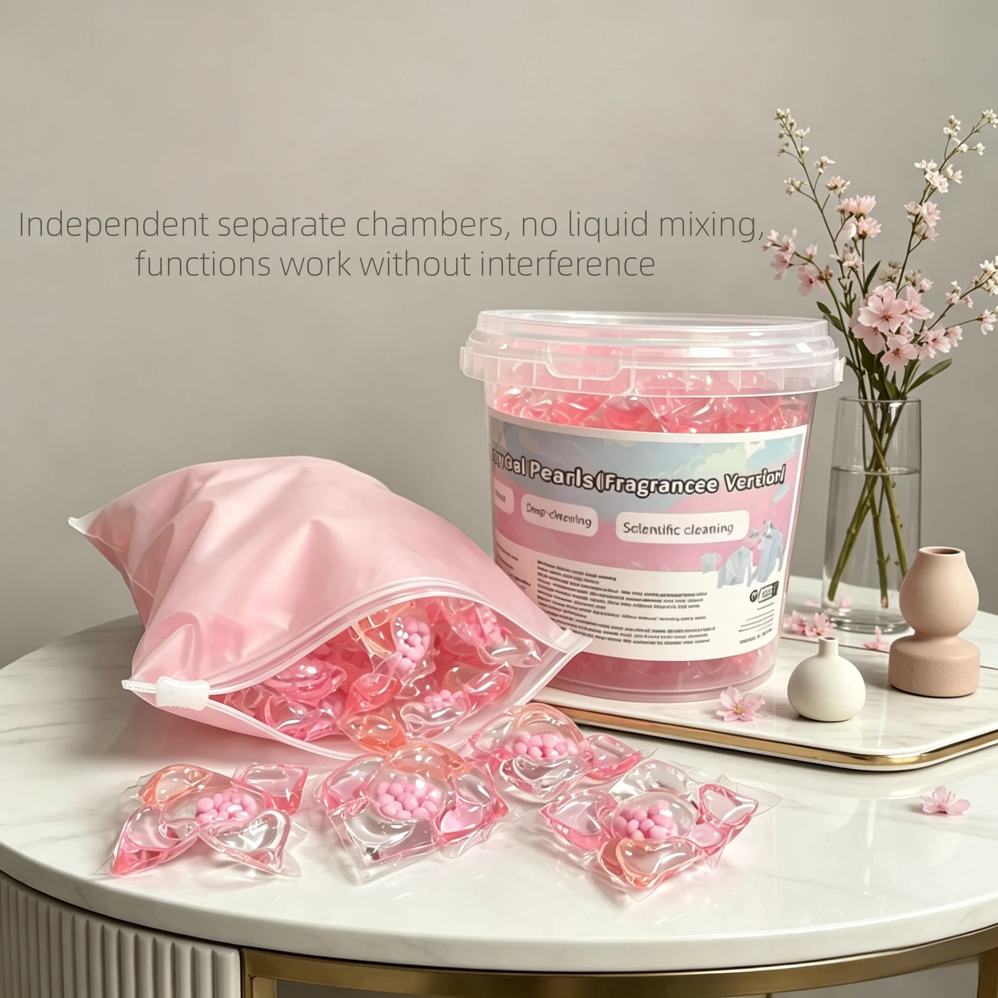 5-in-1 Cherry Blossom Laundry Detergent Pods,30/60pcs  High Efficiency Stain Removal Laundry Capsules, Fresh Scent for Famil