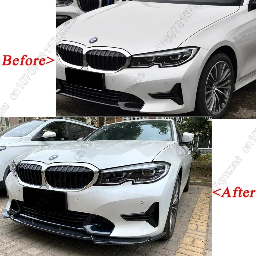 BMW G20 G21 318d 320d 330d M 스포츠 2019-2022 맥스턴 스타일 프론트 범퍼 스플리터 립 스포일러 디퓨저 글로스 블랙 바디 키트 썸네일 2
