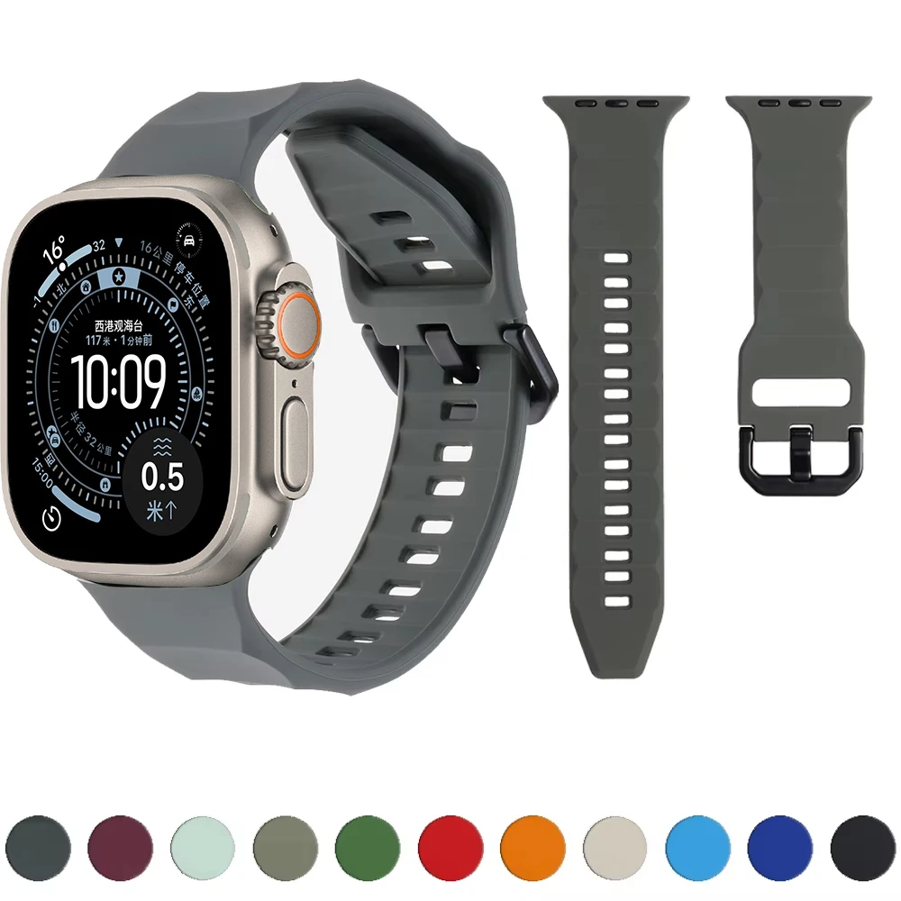

Soft Silicone Band for Apple Watch Ultra 3/2 49mm 46mm 45mm 44mm 42mm 40 41 mm Sport Wristband iWatch Series 11 10 9 8 7 5 SE 3