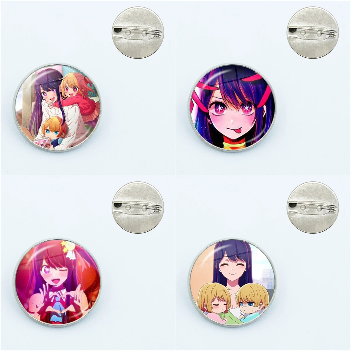 Japanese Anime Oshi no Ko Pin Glass Dome Brooches Shirt Lapel Teacher Tote Bag Backpacks Badge Cartoon Gift Brooches Pins Gift