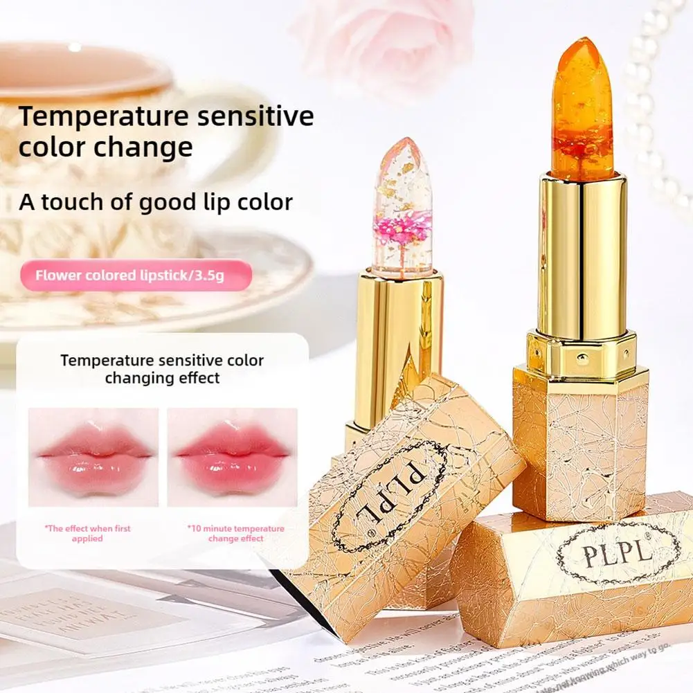 Crystal Jelly Transparante Bloem Lippenstift Thermostatische Kleurveranderende Lippenbalsem Hydraterende Gladde Lippen Cosmetica set