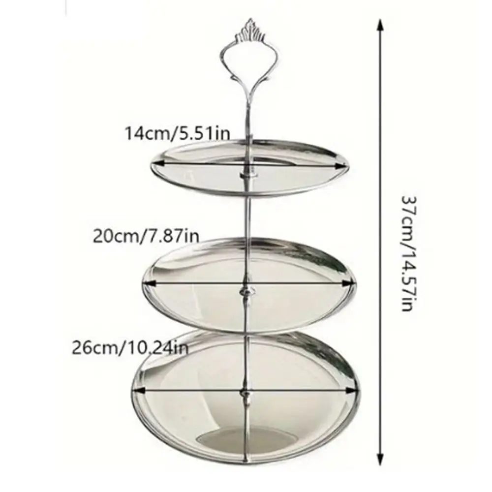Stainless steel Stainless Steel Fruit Stand Easy to Use 2/3 Layer Cake Dessert Tray With Handle Not Easily Deformed