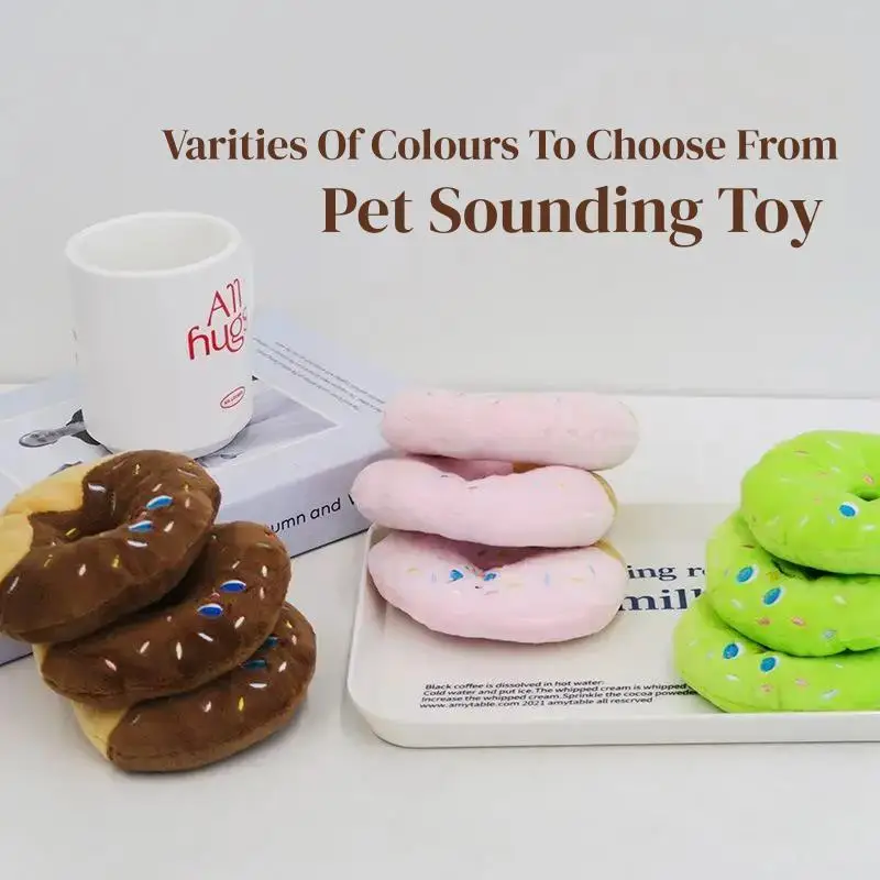 

Dog Squeaky Plush Toys Bagel Bread Pet Chew Squeaky Toy for Dogs Chew Toys for Puppies Interactive Dog Toys