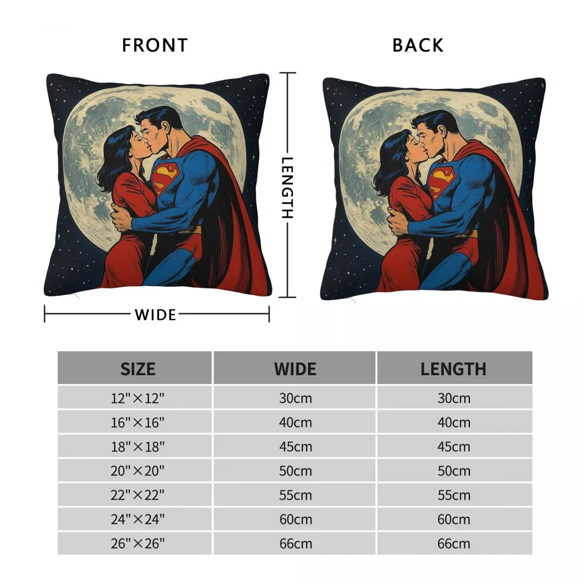 Lois & Clark Kiss Under Moonlight Square Pillowcase Polyester Linen Velvet Pattern Decorative Bed Cushion Cover Wholesale 18