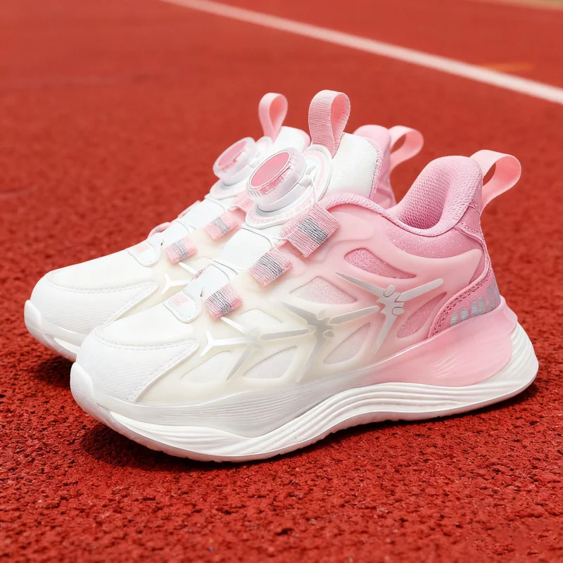 

Кроссовки для девочек, новые модные легкие женские кроссовки с вращающейся пряжкой, противоскользящие беговые розовые спортивные ботинки на открытом воздухе