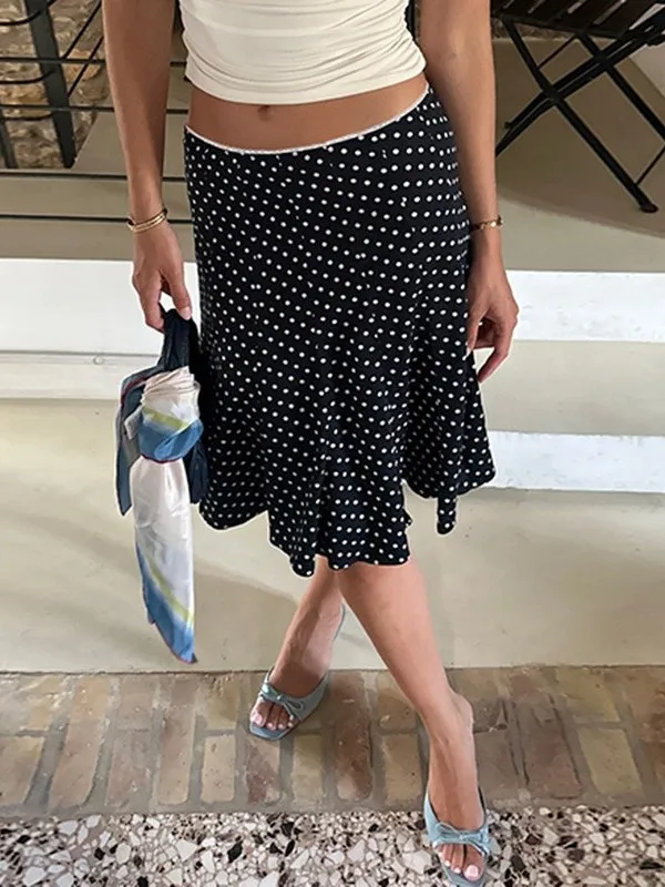 Casual Knitted Midi Skirt Draped Elegant Versatile Women's Citywalk Fish Tail Skirt mid Waist PVC Fabric Soft Style