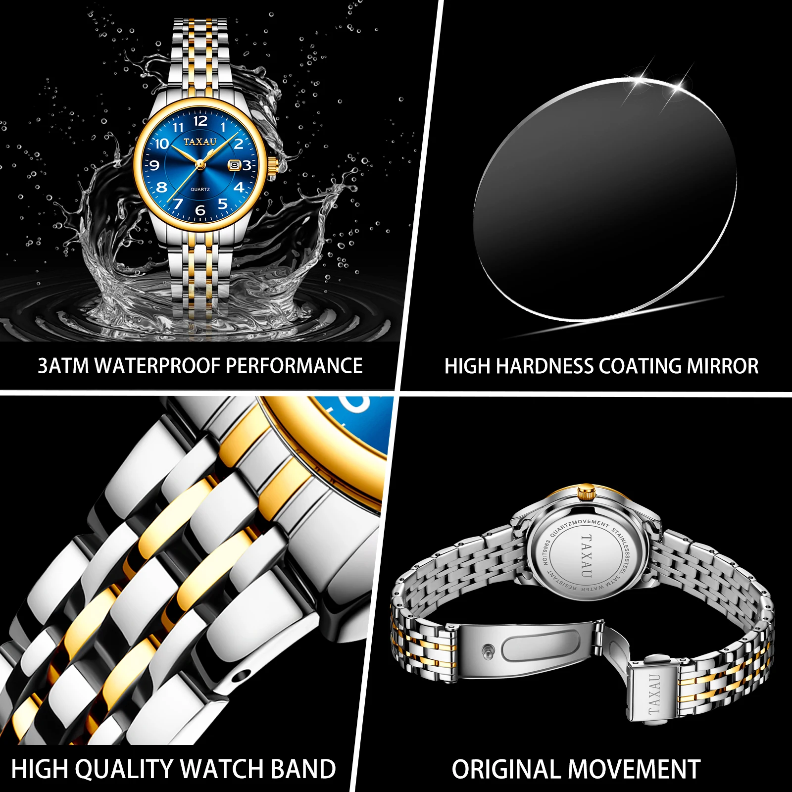 TAXAU Wodoodporny elegancki or – Luxury Watch Deals recenzja i cena