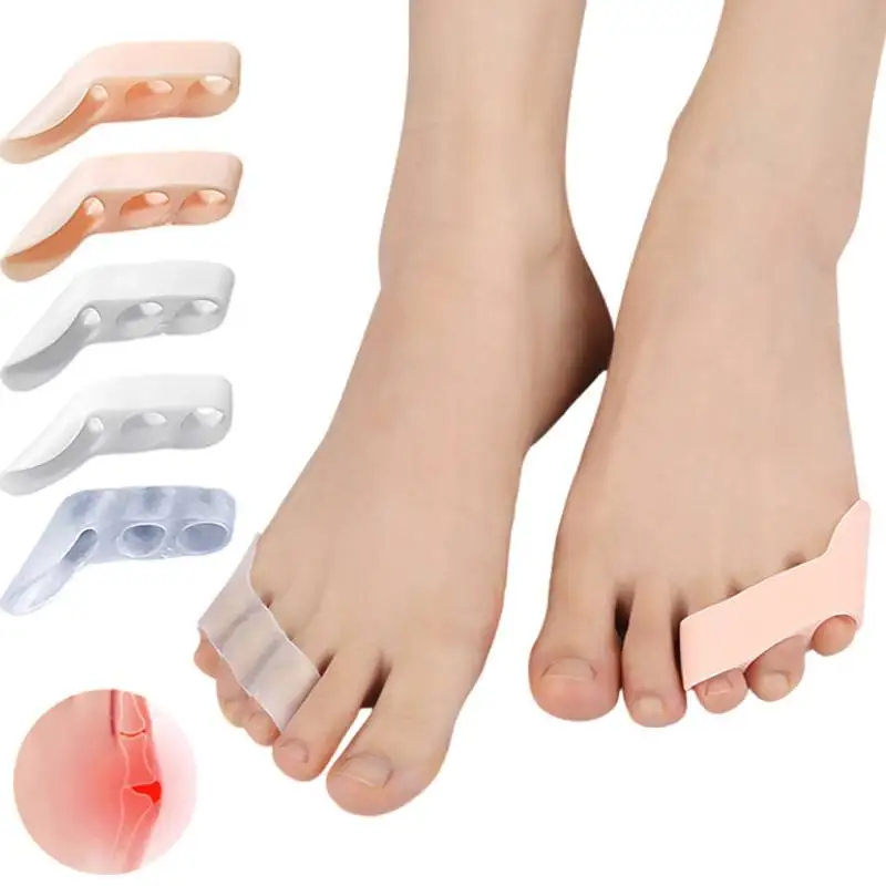 2Pcs/4Pcs Three-holes Pinky Toe Separator Silicone Little Protectors Gel Spacer Bunion Corrector Pain Relief Foot Care Pedicure