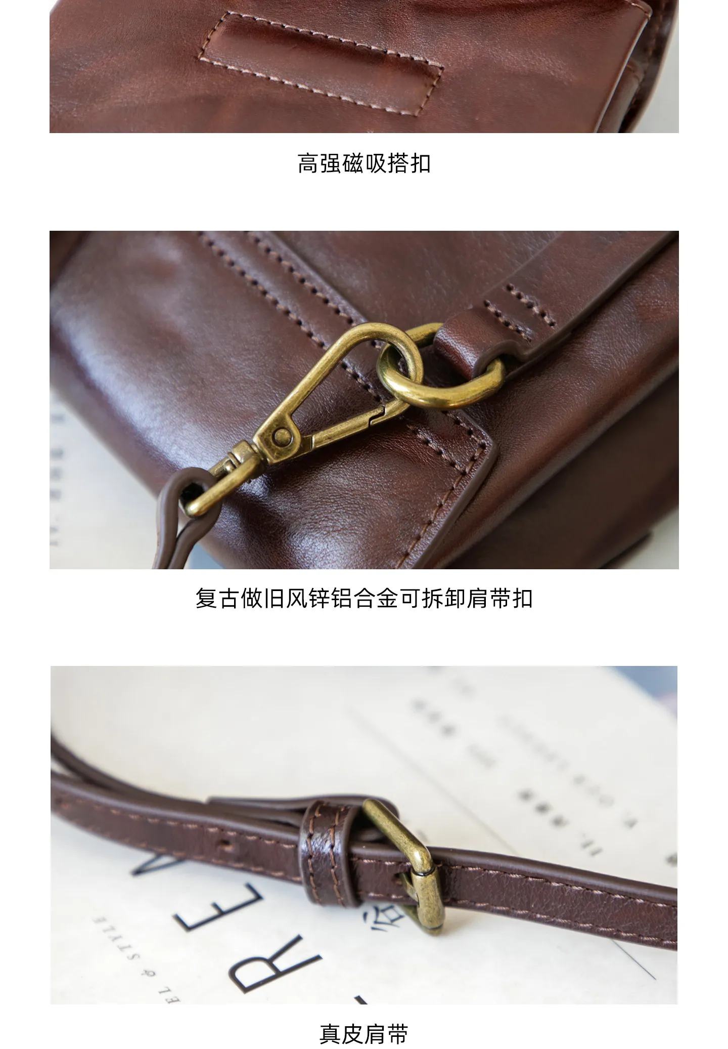 PNDME einfache, hochwertige Damen-Umhängetasche aus Rindsleder der ersten Schicht, kleine Schulter-Crossbody-Tasche für den Alltag im Freien, luxuriöse Handytasche aus echtem Leder – Detail 3