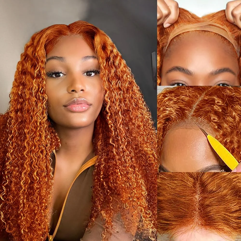 

Ginger 13x6 HD Lace Frontal Human Hair Curly Wigs Deep Wave Front Wig 13x4 Colored Wigs for Women Choice