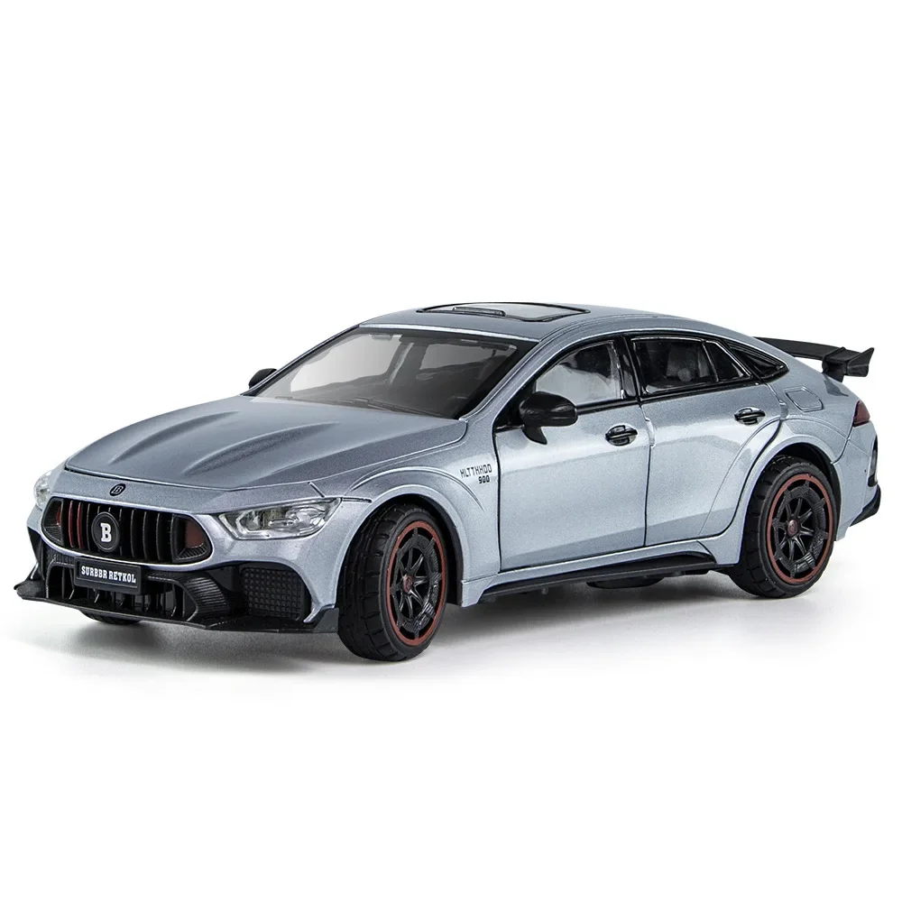 1:24 Scale Brabus Rocket 900 AMG GT3 Diecast Toy Vehicle Model Car Pull Back Sound Doors Openable Collection Gift Kid