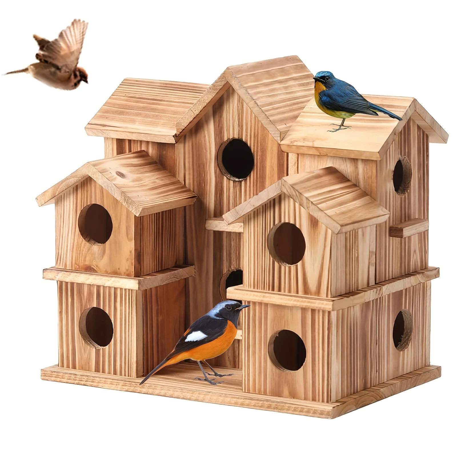 

Big Bird Houses for Outside with 10 Rooms - Natural Appeal Designed for Bluebirds Finches Hummingbirds Cardinals for Patio Garden Decorations Large Birdhouses for Outside Bird Houses for Outside Bird Houses for Outside Hanging