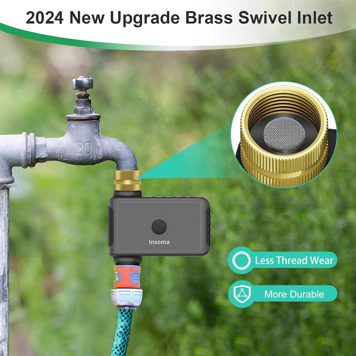 Insoma Wifi Automatic Sprinkle Timer with Brass Swivel Garden Water Timer Smart Irrigation Watering System Hose Control Tools