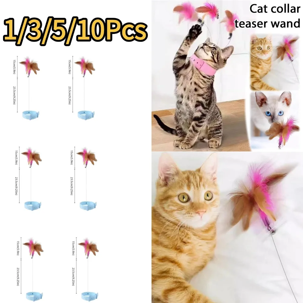 1/3/5 Stück Neues Trendprodukt: Katzenhalsband mit Feder und Glocke zur Selbstbeschäftigung, Katzenspielzeug, Haustierzubehör