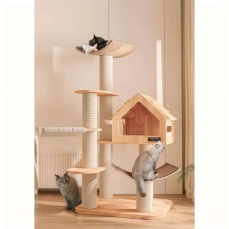 Premium Solid Wood Cat Climbing Frame Eco Design 5 Levels Easy Assembly New Year