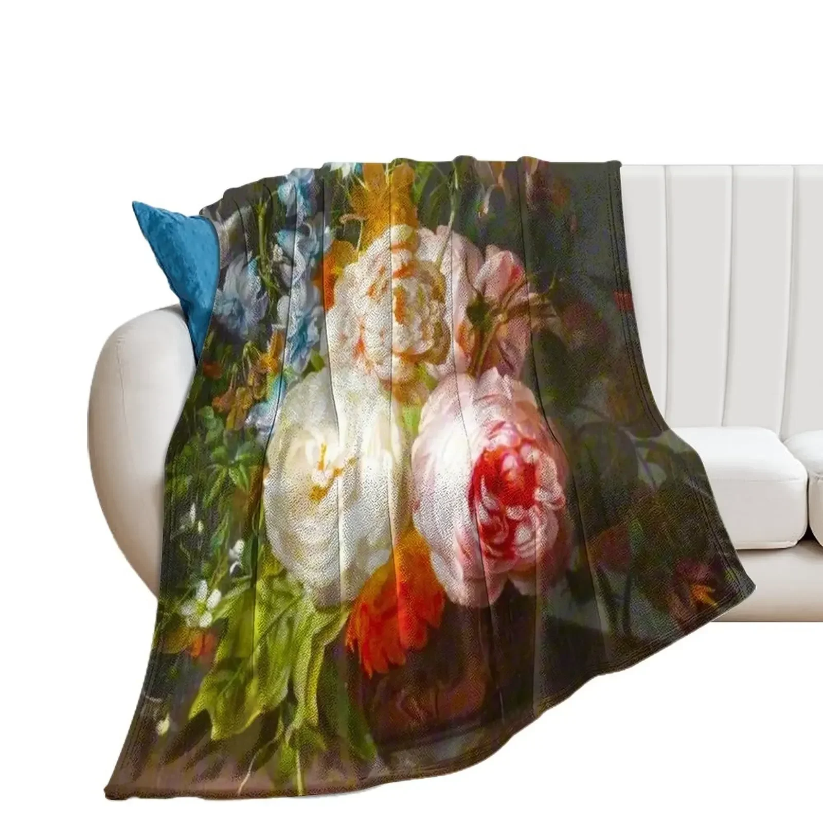 

Rachel Ruysch - Flowers in a Terracotta Vase Throw Blanket wednesday Sofas Luxury St Blankets