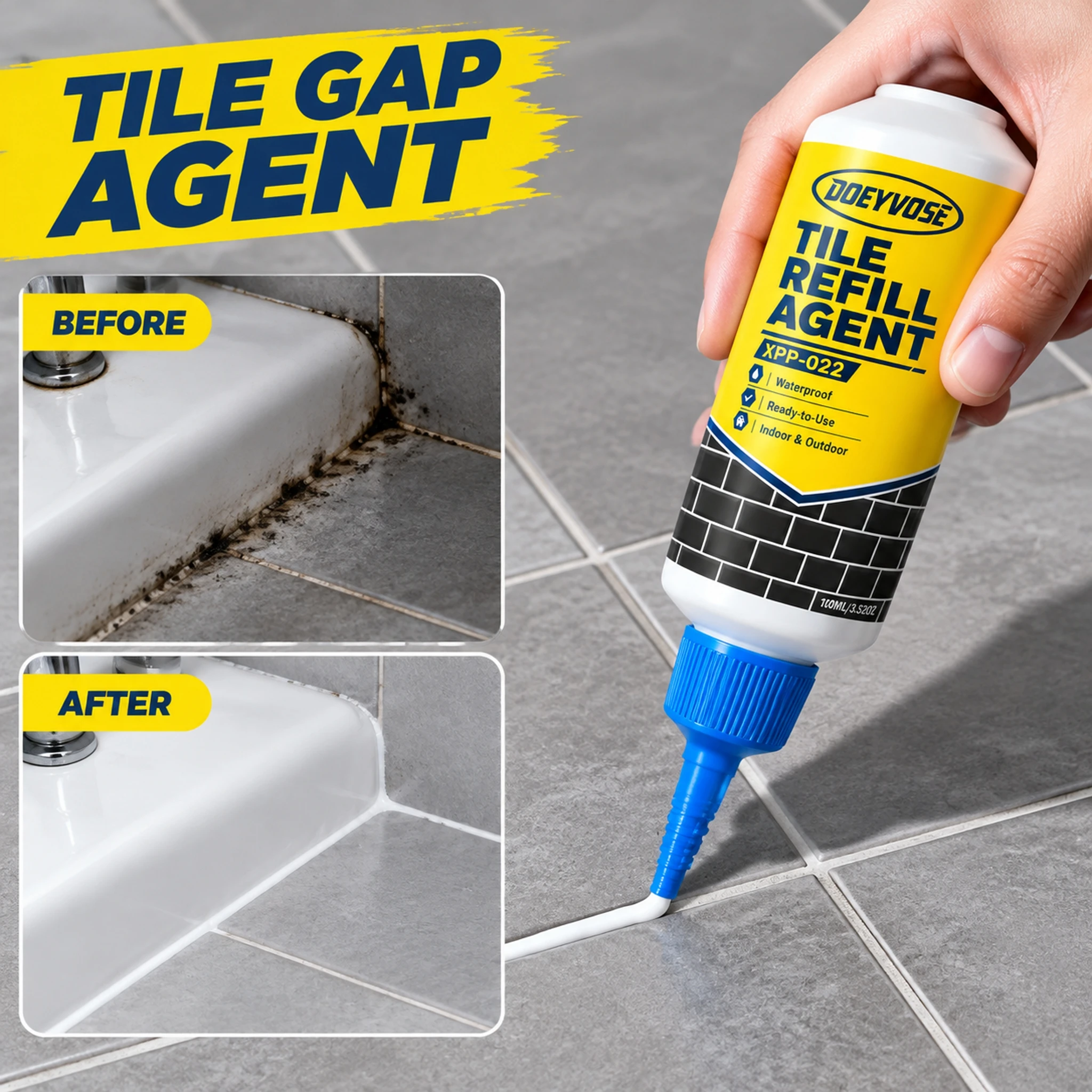 White Ceramic Tile Joint Repair Sealant 150ml Waterproof Grout Reviver for Balcony Shower Wall Tile Gaps