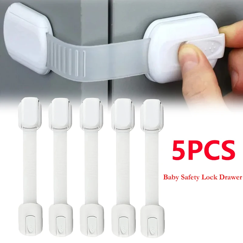 5 Packs Baby Safety Lock Drawer Child Safety Cabinet Locks Adhesive Cabinet Drawer Door Latches Baby Safe Straps