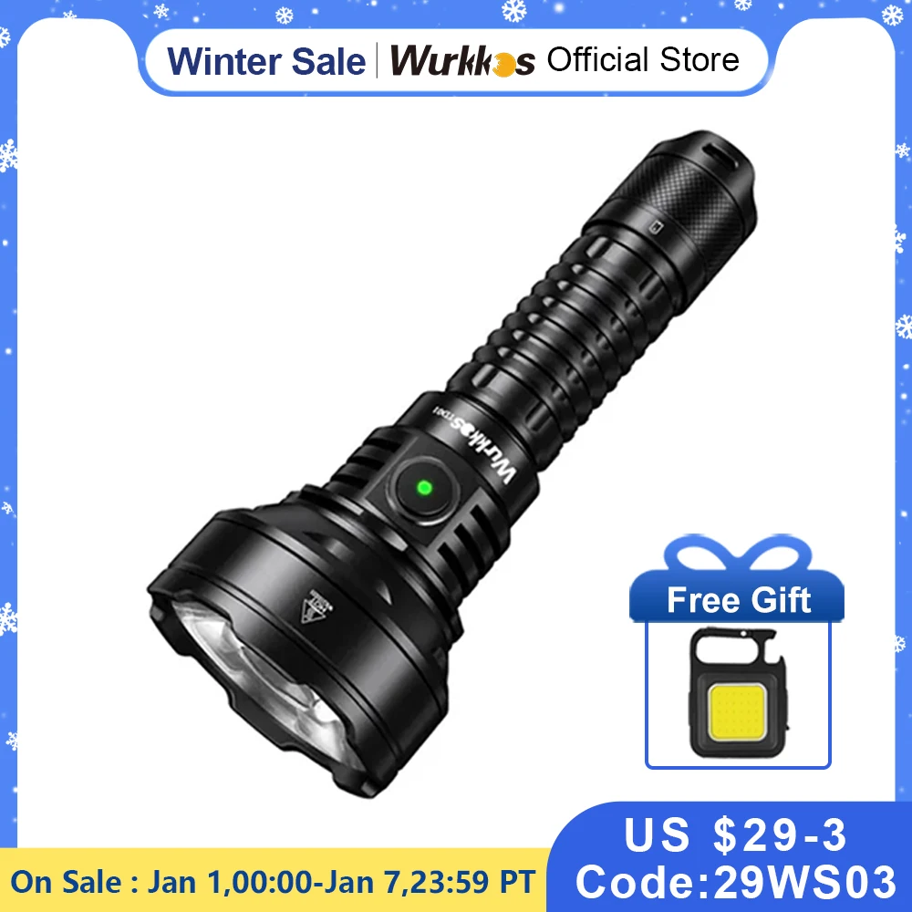 Wurkkos TD01 21700 Rechargeable Tactical Flashlight LED USB-C 2200Lm Torch PMMA Lens Throw 1039M IPX8 Waterproof EDC Tail Switch