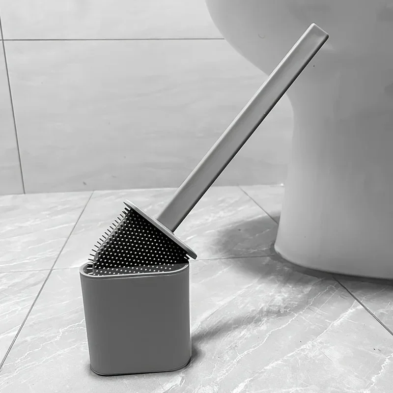 Silicone Toilet Brush Wall Mounted Standing Dual Purpose Mini Toilet Brush Set Soft Brush Easy Clean Corners Bathroom Accessorie