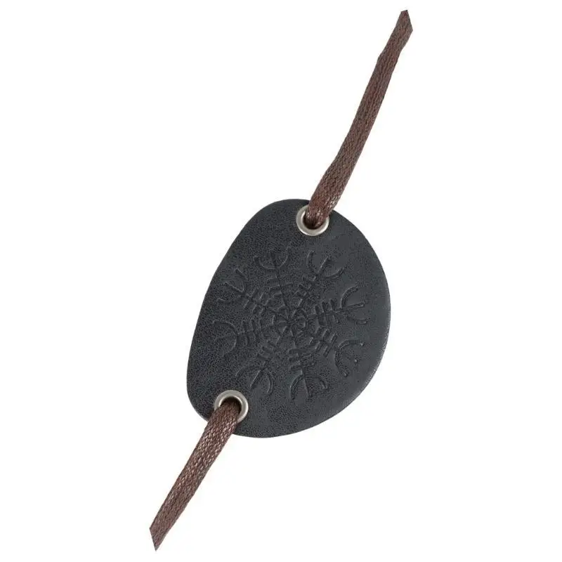 652F Mittelalterliche Leder-Augenklappen Vintage geprägte Augenabdeckungen für Männer Halloween LARP