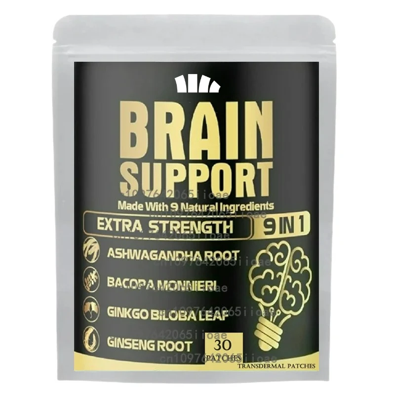 

30 патчей Прозрачные патчи для поддержки мозга 9 в 1 с корнем Ашавандаха, Готу Кола Фокус, усилитель памяти и энергии