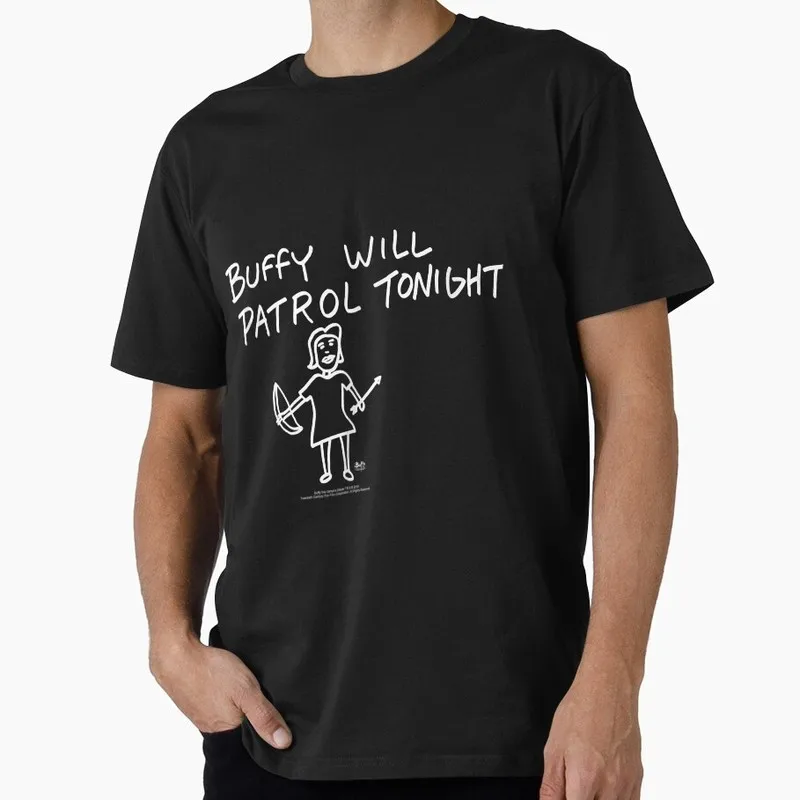 Buffy Inspired Graphic T-Shirt, 0811 Vintage Vampire Slayer Print Tee, Retro Horror Series Short Sleeve Casual Shirt US Size Top