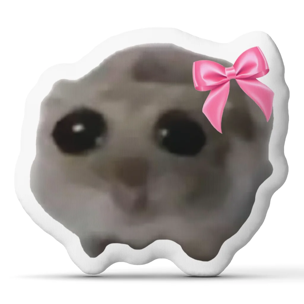 Sad Hamster Meme Pillow Coquette Bow Cushion Irregular Stuffed Plush Throw Pillow Cute Animal Home Decor Sofa Bedroom Accent
