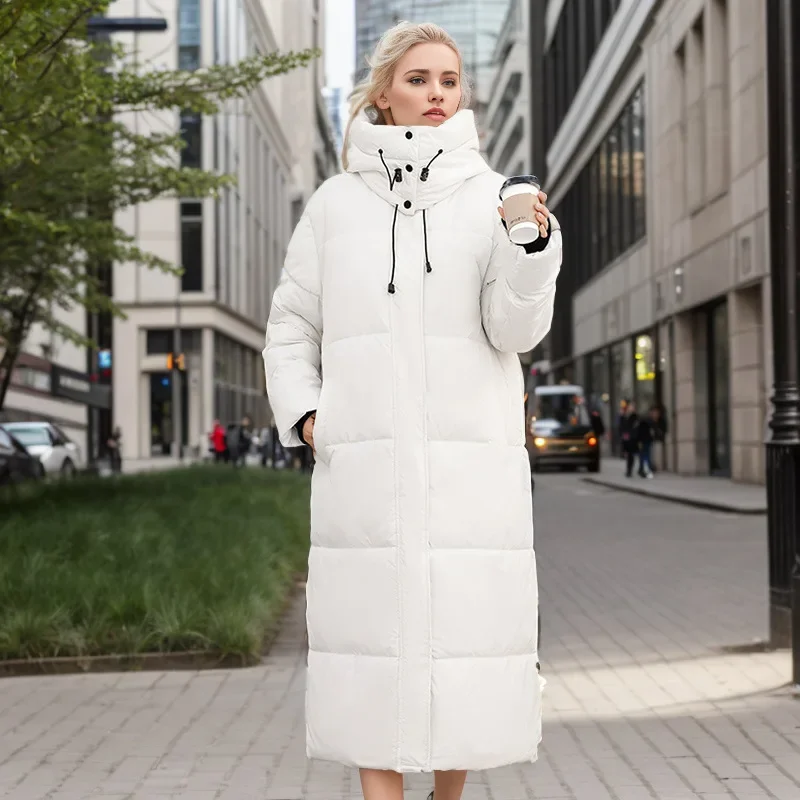 Winter lange Parkas warm verdickte Kapuze Baumwolle gepolsterte Jacke Puffer Jacke Frauen Kleidung lässig losen Schnee anzug wind dichten Mantel