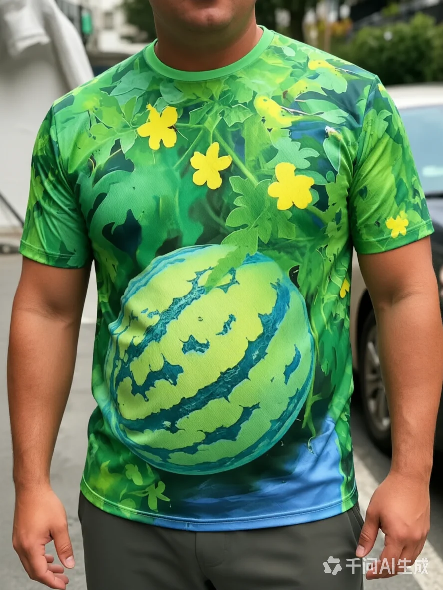 Matching 3D Printed Breathable Fun Fruit Watermelon Pattern Quick-Drying Men's Short-Sleeved T-Shirt Streetwear