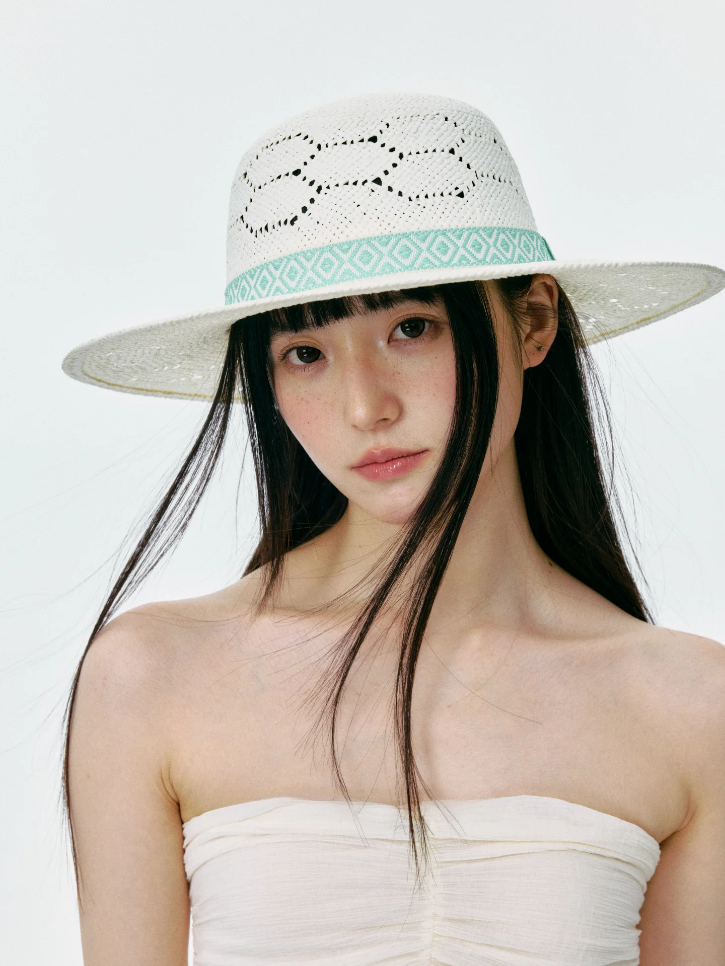 elegant-hollow-out-straw-woven-summer-hat-women's-mint-green-sunshade-beach-vacation-large-brim-hat-adjustable-flat-top-hat