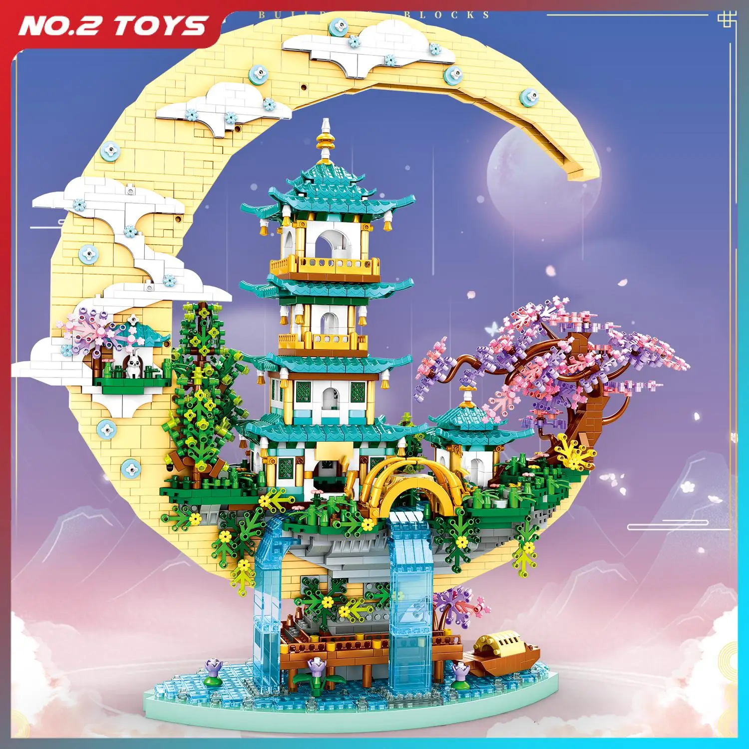 

Creative Moon Legend Palace Model Building Blocks Waterfall Pond Castle Tree House DIY Blocks Bricks Toy for Children Adult Gift