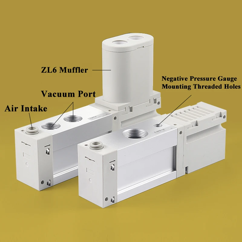 Imagem -04 - Gerador Industrial do Vácuo da Pressão Negativa Bomba Pneumática Grande Fluxo e Grande Sucção Zl112 Zl212 Zl112-k15mz-gn