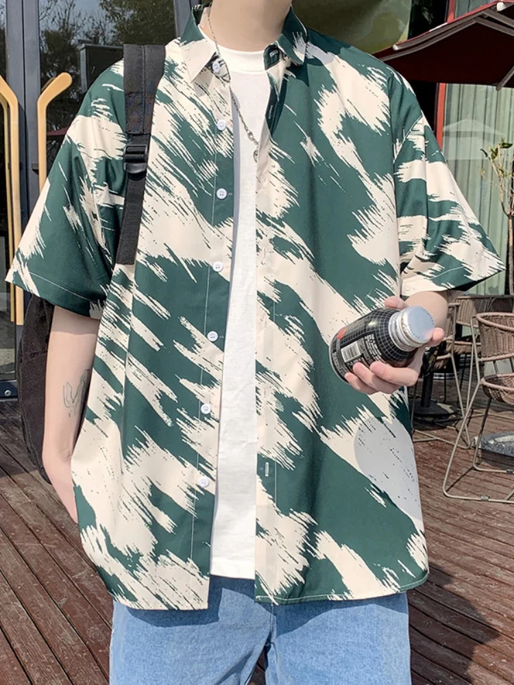 

Ice Silk ort Sve irt Men Casual Loose Fit Breathable Summer Faion Brand Haome Five Button irt Large Size Jaet