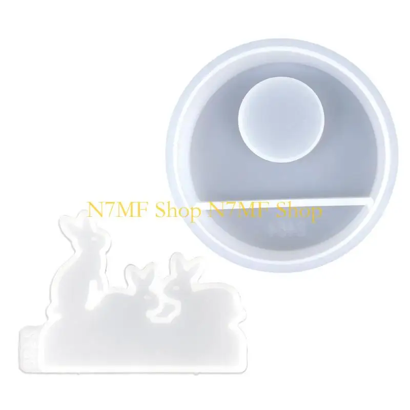 N7MF الشمعدان قالب من السيليكون حامل شموع قالب أرنب/غابات الصنوبر حامل شموع قوالب الجبس قالب ديكورات المنزل #1