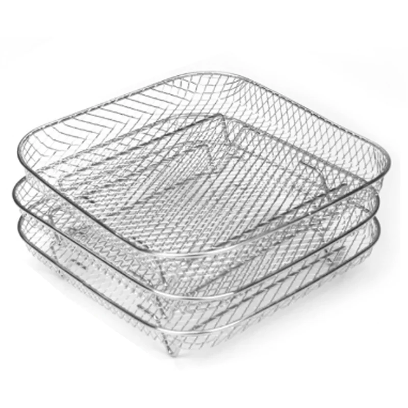 WHYY-Air Fryer Racks, Square Three Layers Stacking Stainless Steel Rack, Hot Air Fryer Accessories, Air Fryer Accessories